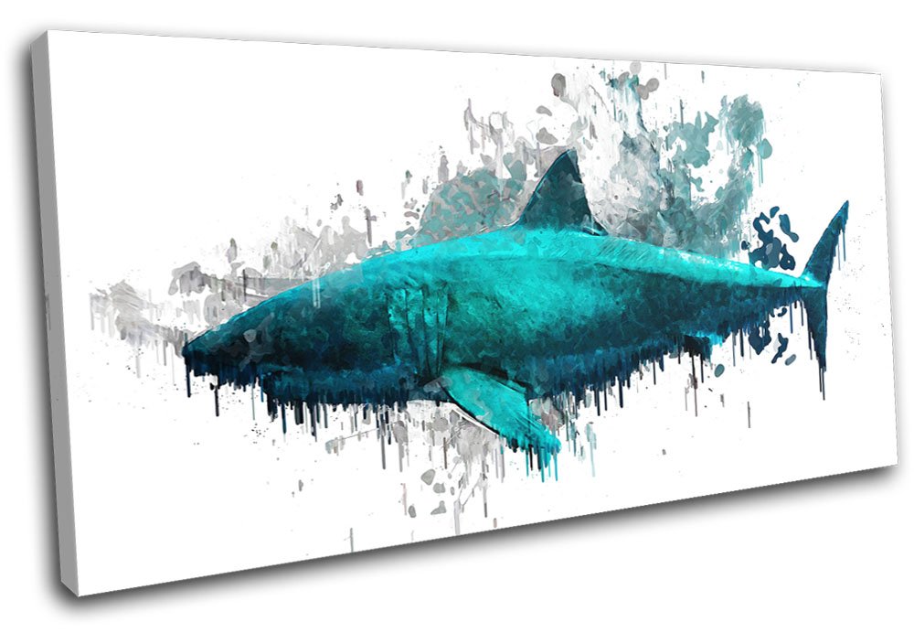 Amazon.co.jp: 大胆なブロックデザイン - サメの海抽象画 動物 単品